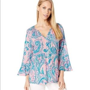 LILLY PULITZER WILLA FLOUNCE SLEEVE TOP